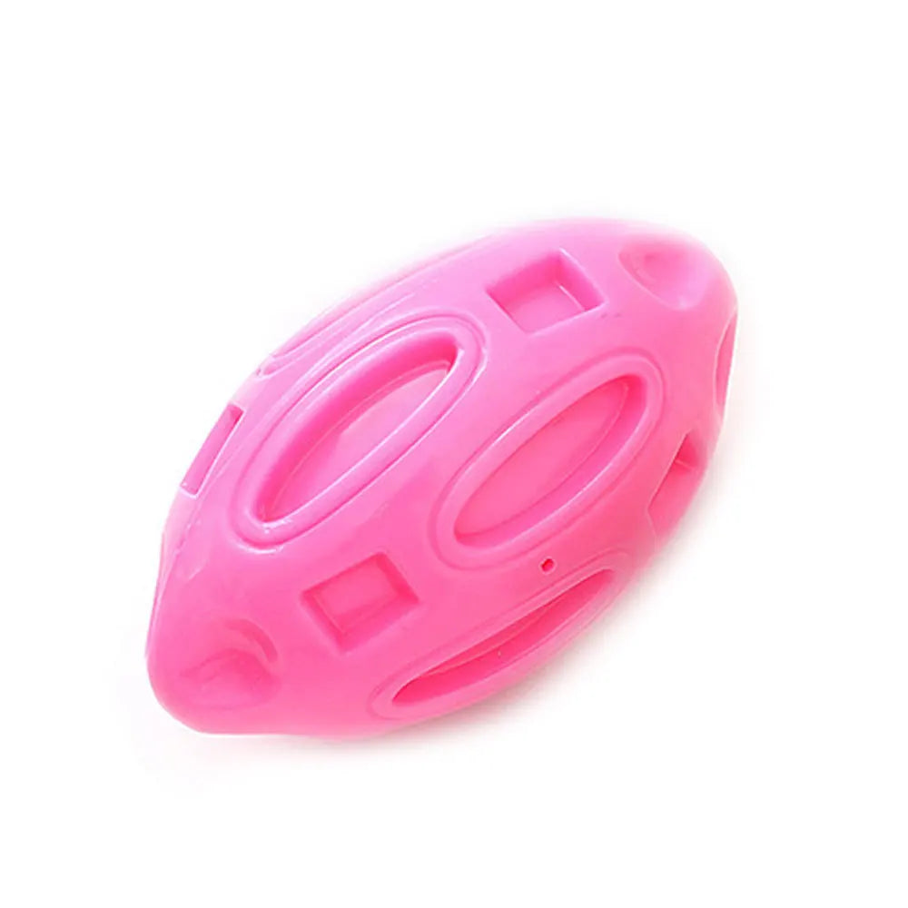 Rubber Dog Toy Ball Squeaky Rugby Teeth Cleaning Pet Grinding – 5 Colors