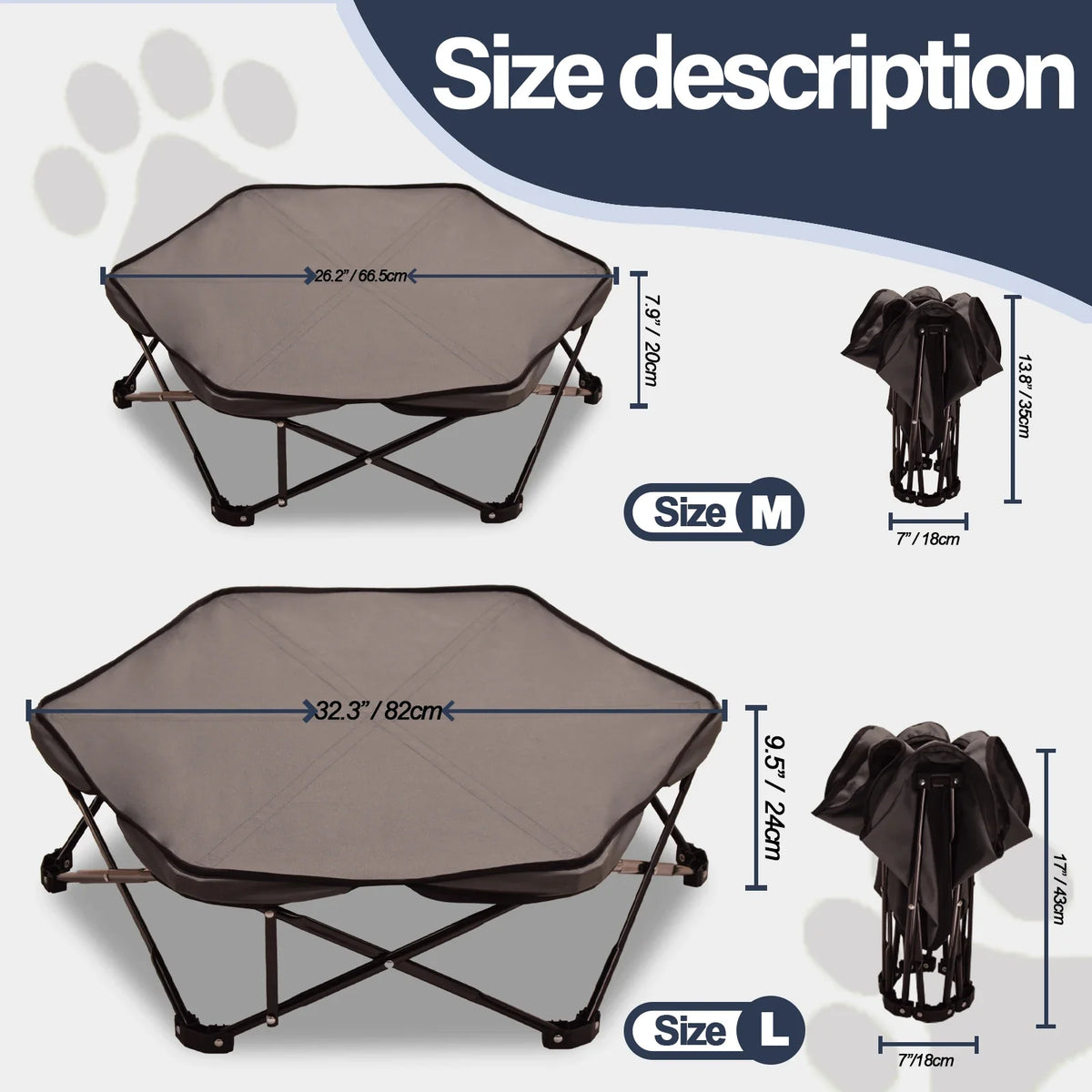 Folding Elevated Dog Bed Portable Camping - MyPetDollar.com