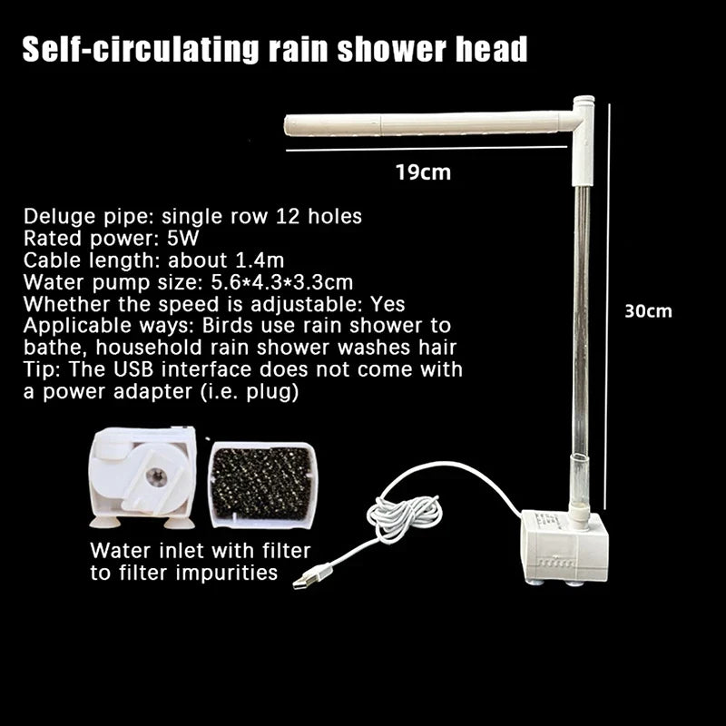Automatic Parrot Bird Bath Tub USB Electric Pet Circulating – 4 Colors