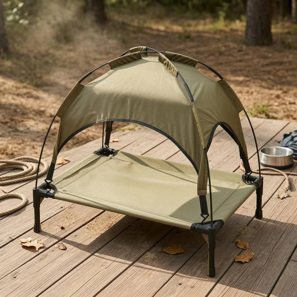 Dog Cot with Canopy Arched Elevated Pet Cot - MyPetDollar.com