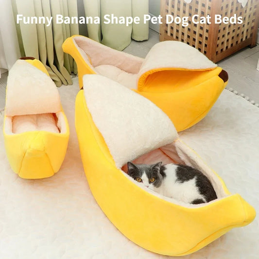 Banana Cat Bed House For Winter Funny Cute - MyPetDollar.com
