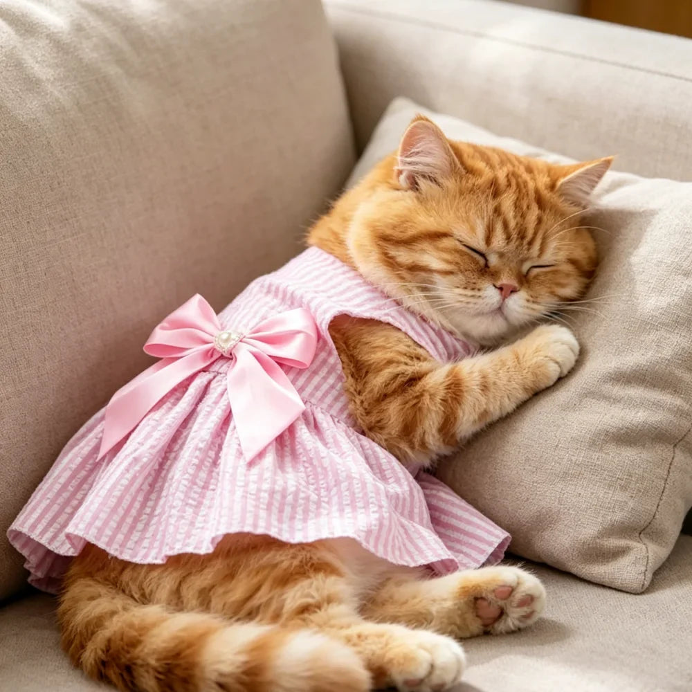Kawaii Vertical Striped Summer Pet Clothes - MyPetDollar.com