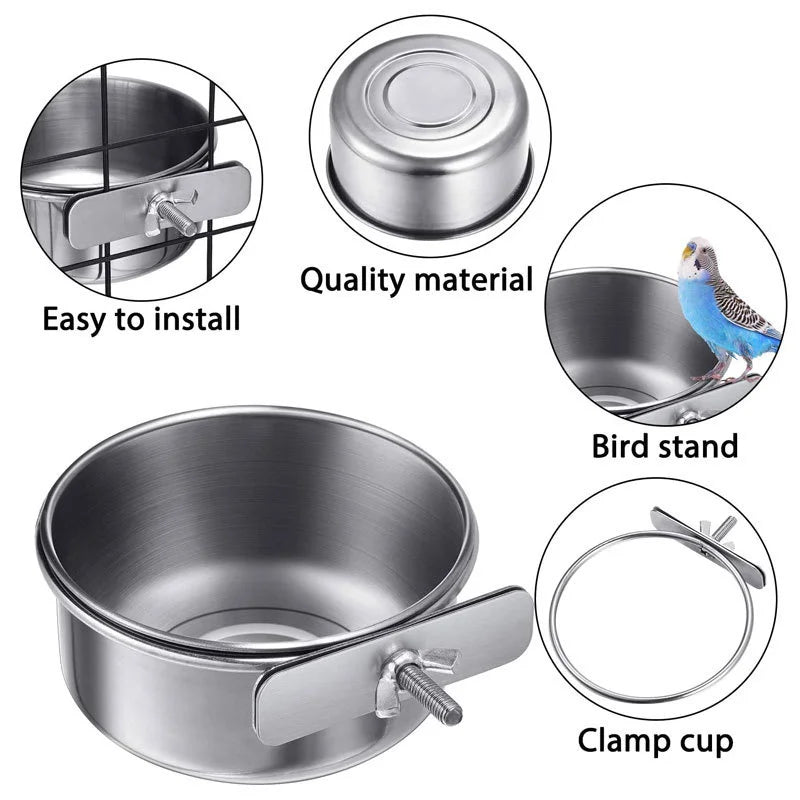 Bird Rabbit Pet Food Dish Hamster Stainless - MyPetDollar.com