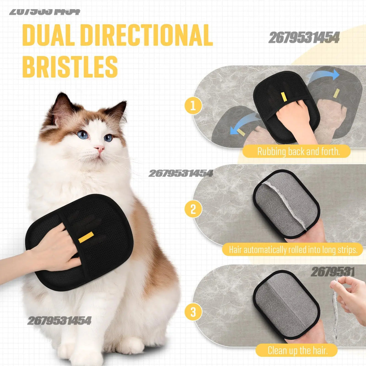 2 In 1 Pet Hair Removal Mitts For Cats Dogs - MyPetDollar.com