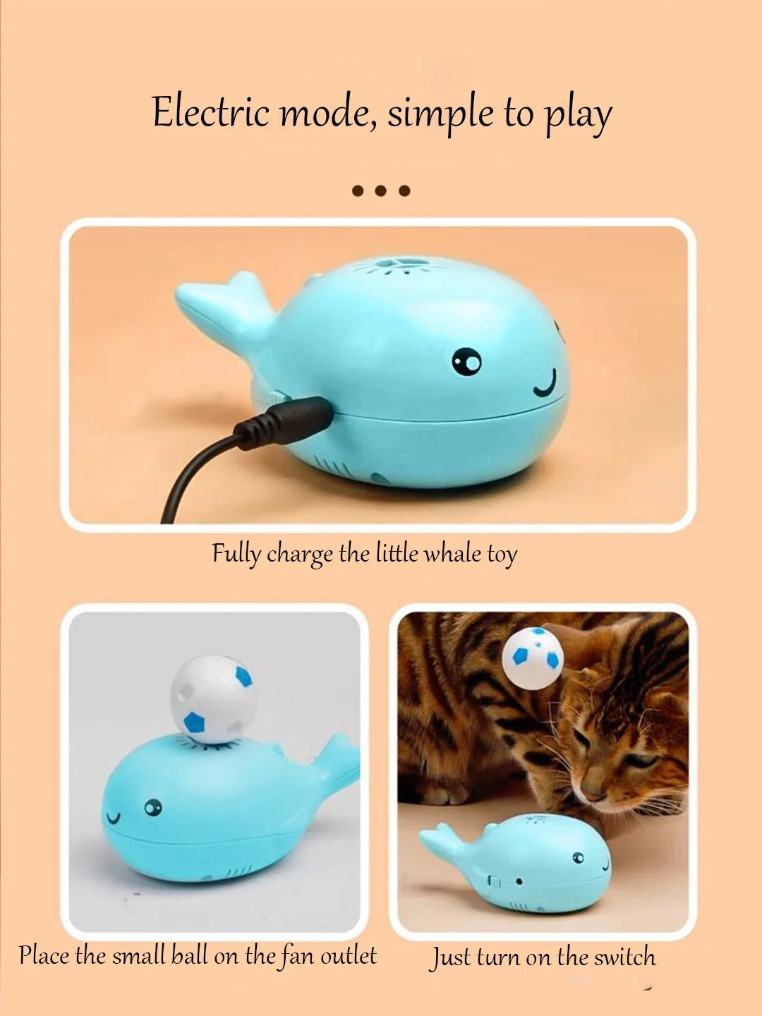 Electric Whale Floating Ball Cat Toy | - MyPetDollar.com