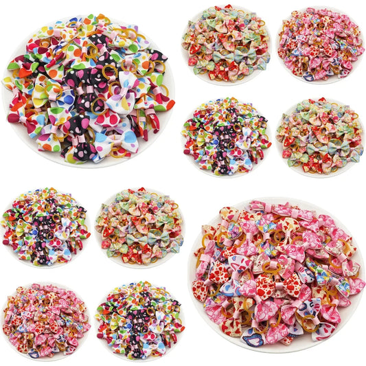 100pcs Cute Pet Hair Bows 100% Handmade - MyPetDollar.com