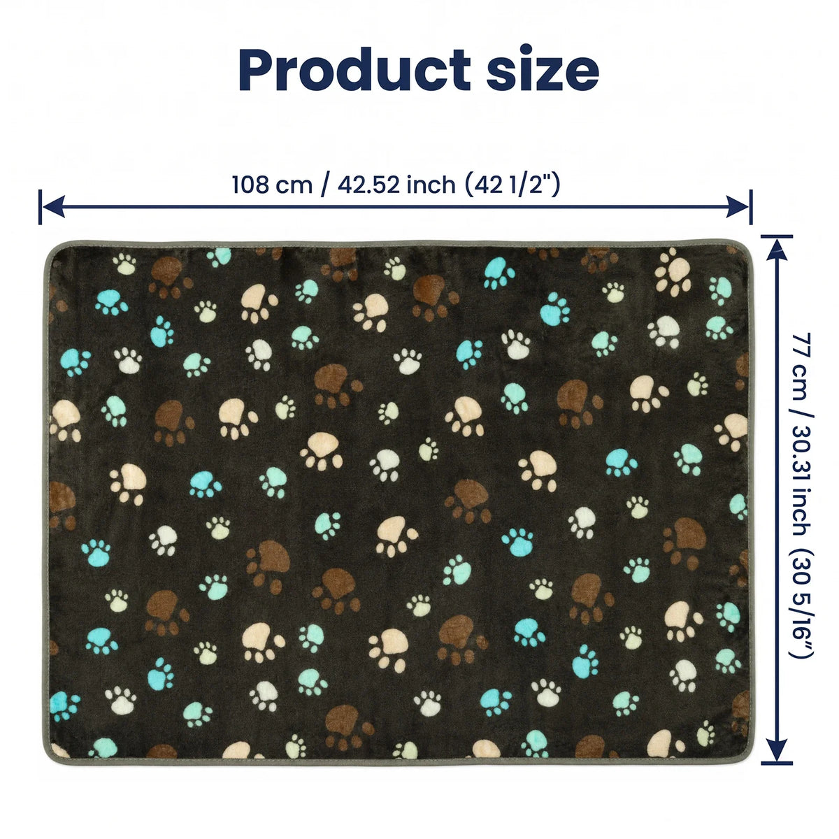 Plush Dog Paw Print Blanket Dual Sided Coral Fleece Pet Bed – Dog Supplies