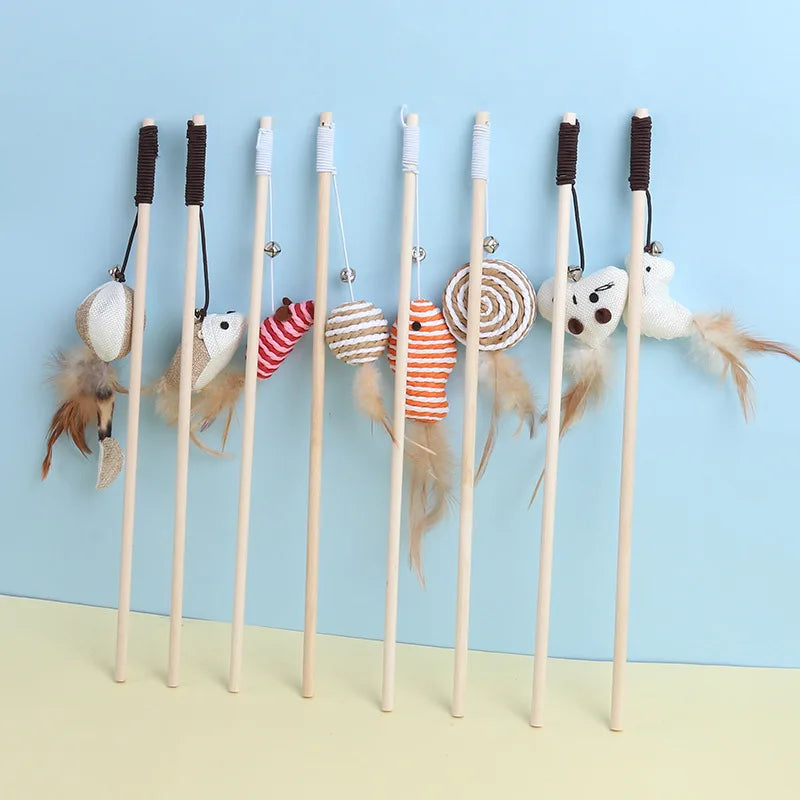 New Mouse Wooden Teasing Cat Rod Cat Toy Pet - MyPetDollar.com