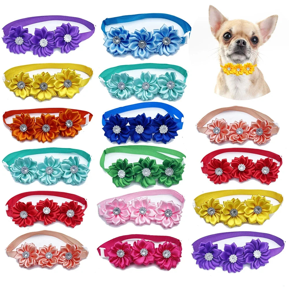 50/100pcs Cute Flower Dog Bow Ties Petals - MyPetDollar.com