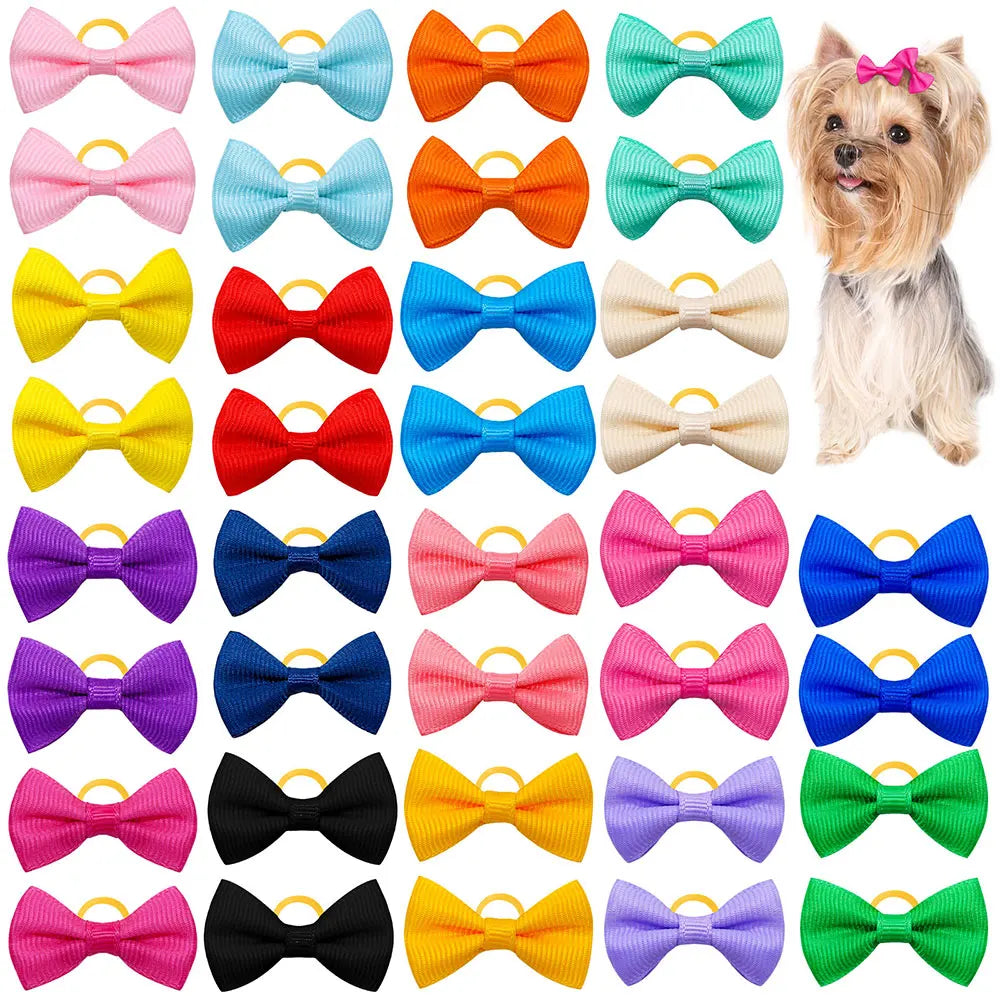 Small Dog Bows Pet Hair Accessories Rubber Bands – 11 Colors