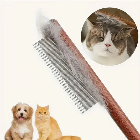 Wooden Handle Pet Comb, Stainless Steel - MyPetDollar.com