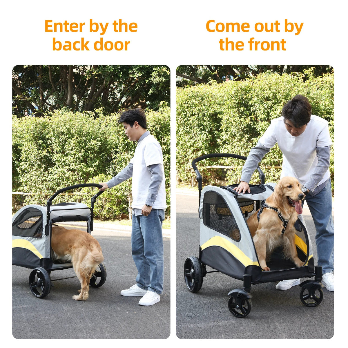 Large Dog Stroller 4 Wheel Pet Trolley - MyPetDollar.com