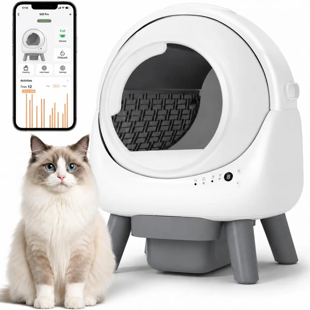 55l Self Cleaning Cat Litter Box,odor – 3 Colors