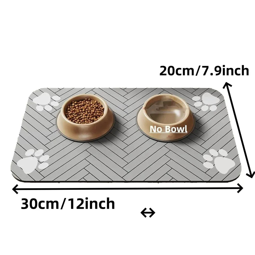 Pet Feeding Mat-absorbent Placemat Rubber Backing Quick Dry