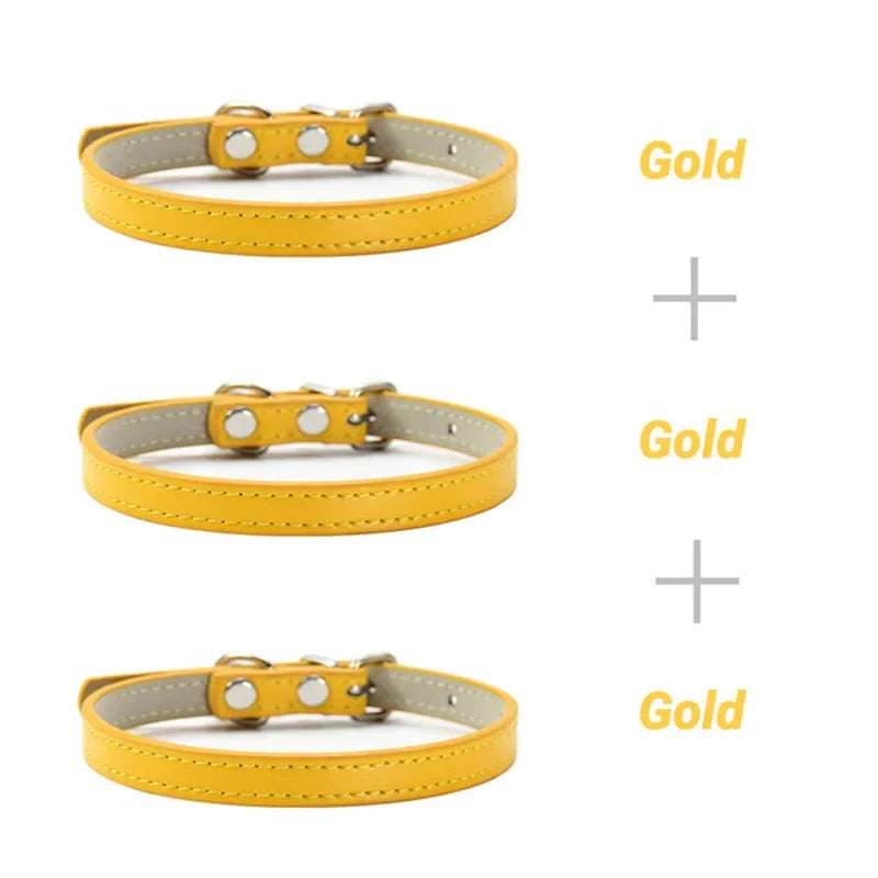 3 Pcs/Lot Soft PU Leather Cat Collar Solid - MyPetDollar.com