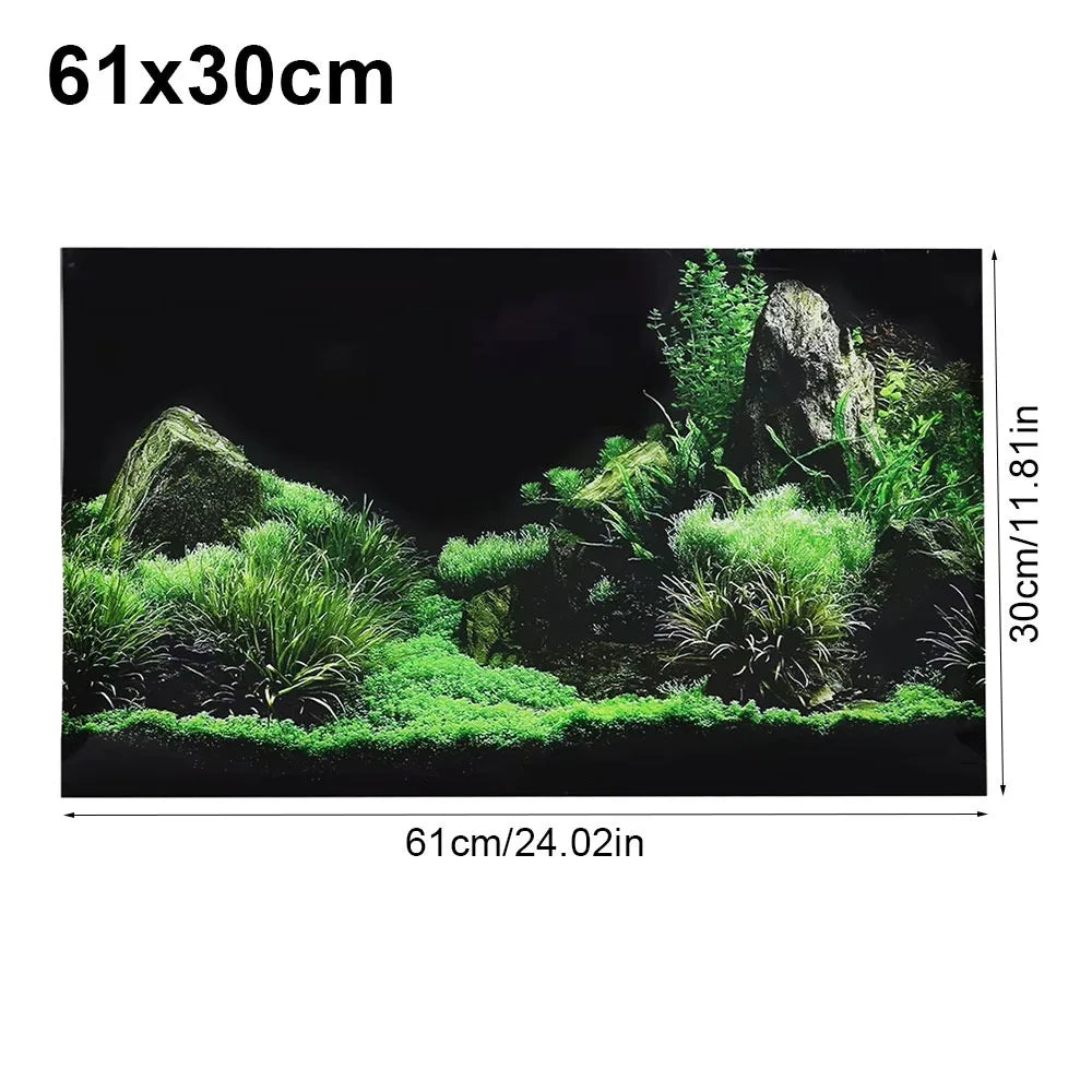 PVC Aquarium Background Sticker Water Grass 120x41cm Fish Tank – 3 Colors