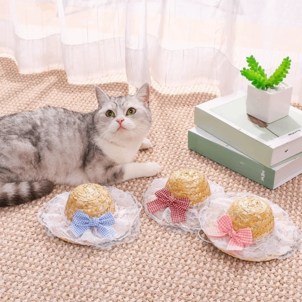 Adjustable Pet Straw Hat Wide Brim Sun - MyPetDollar.com