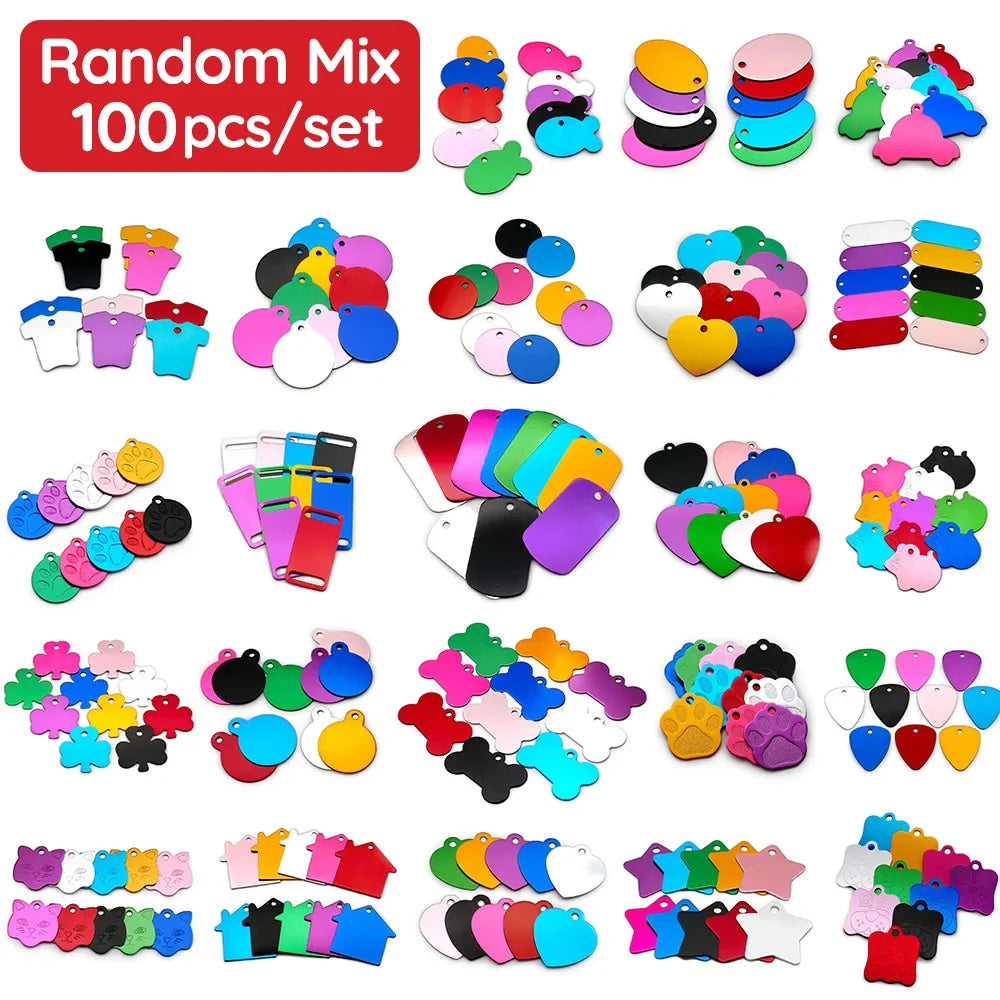 Random Mix 100pcs Aluminum Blank ID Tag - MyPetDollar.com