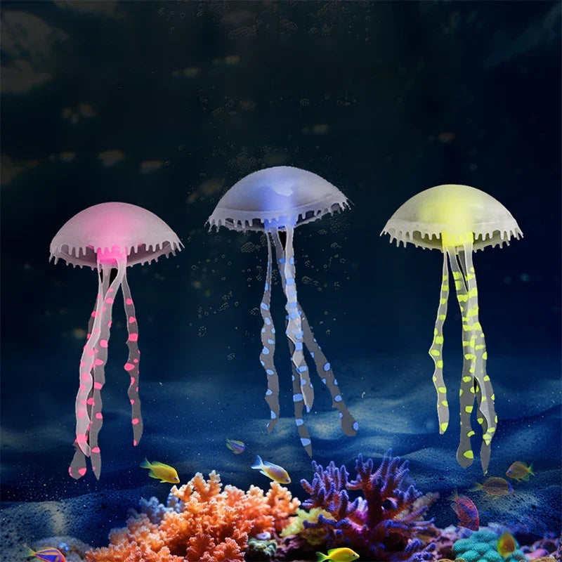 3Pcs Glowing Silicone Jellyfish Aquarium - MyPetDollar.com