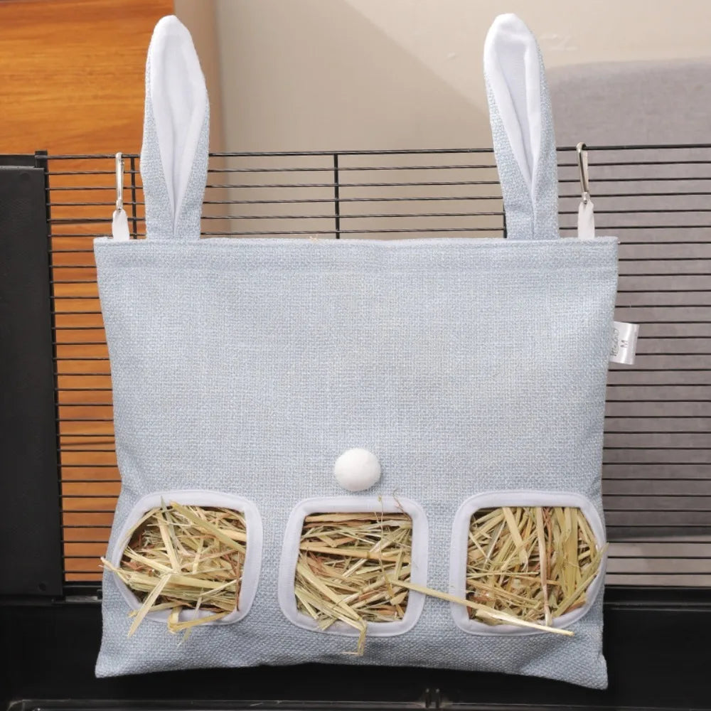 2 3 Holes Hanging Hay Pouch Rabbit Ears Canvas Small Animal