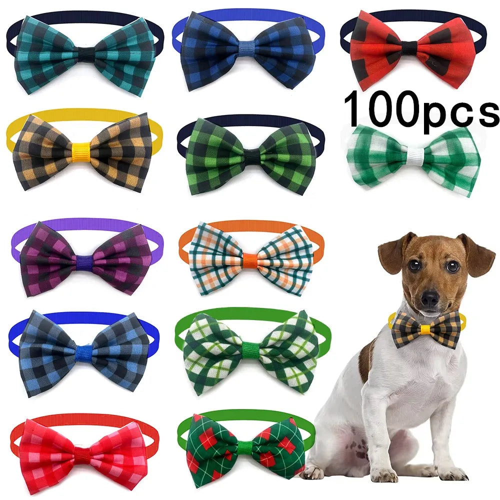 50 Handmade Bulk Dog Bow Tie Lattice Style – 2 Colors
