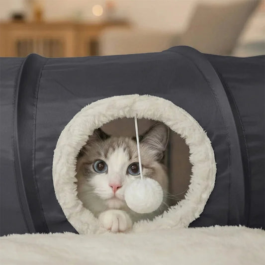 Foldable Indoor Cat Tunnel Scratch Resistant Soft Pad