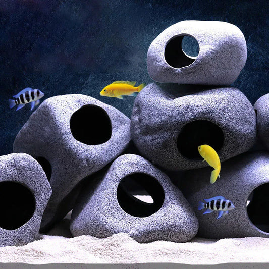 Ceramics Fish Tank Cave Stone Landscaping Decoration (25 colors)
