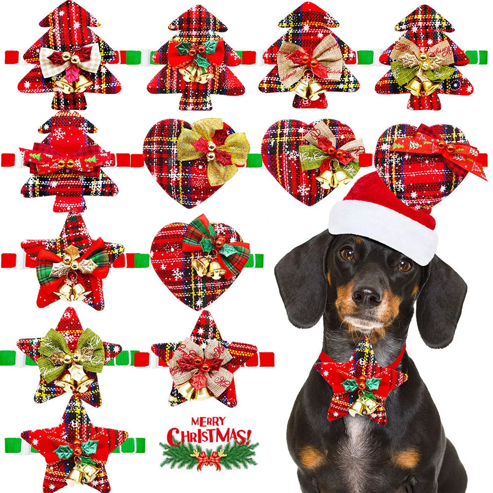 5/10PCS Christmas Dog Bowties With Bell - MyPetDollar.com