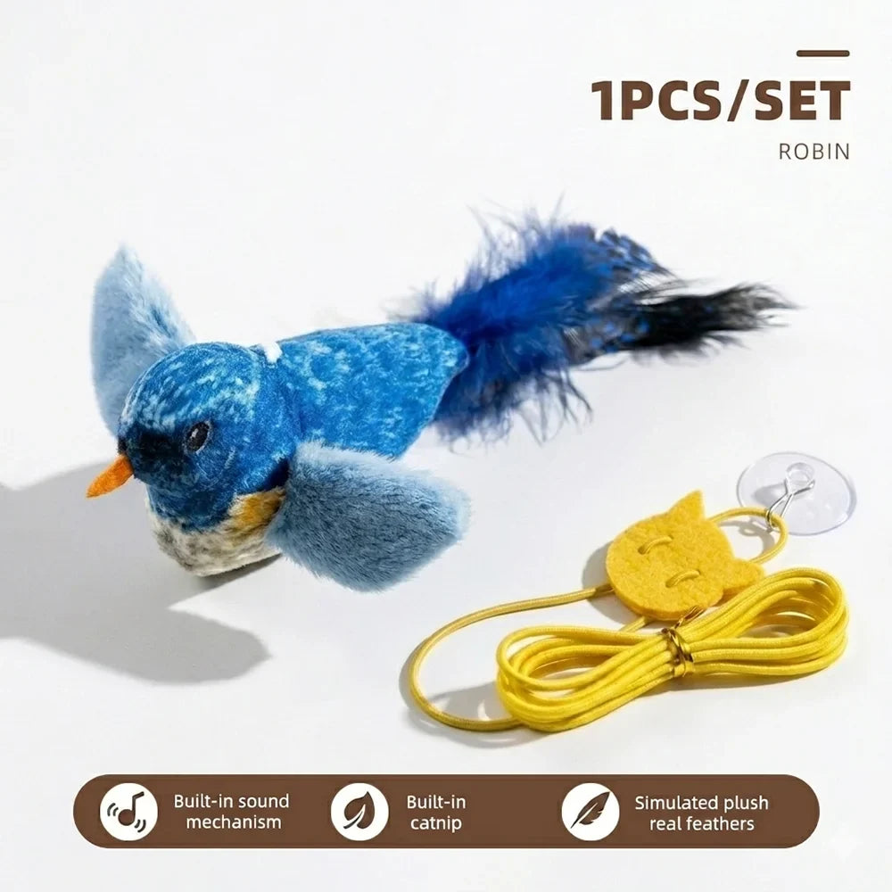 Indoor Interactive Birds Plaything for Cat Chasing Teasing Sounding – 7 Colors