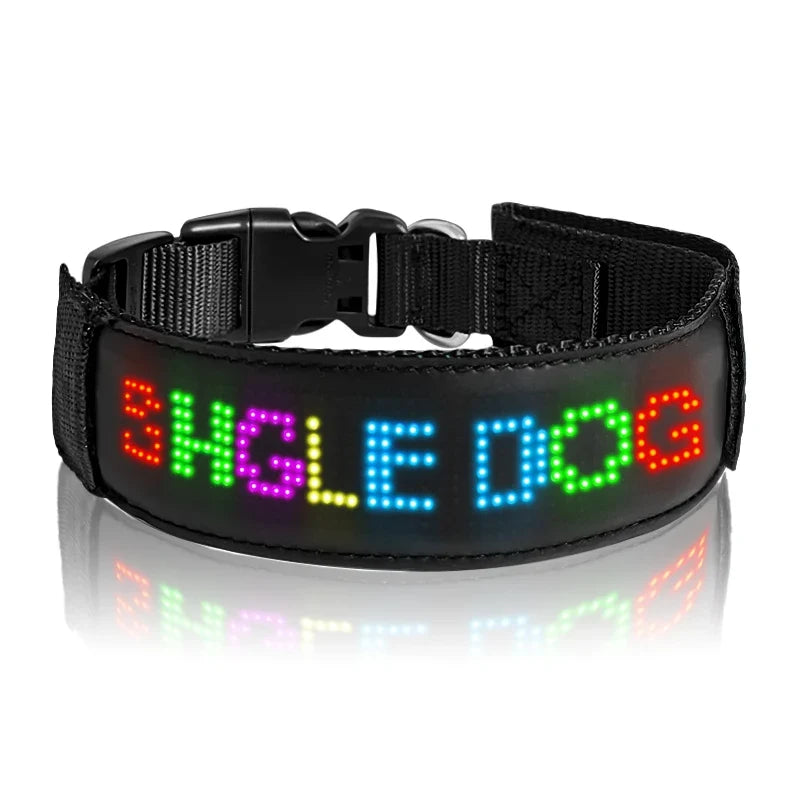 RGB Color LED Collar with Programmable Screen Scrolling, Rechargeable