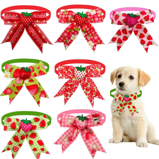 50/100pcs Dog Bow Tie Fruit Strawberry - MyPetDollar.com