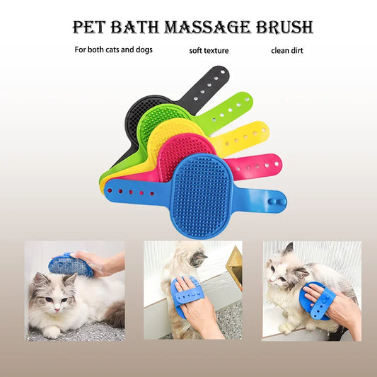 Rubber Dog Cat Brush Pet Bath Silicone Comb - MyPetDollar.com