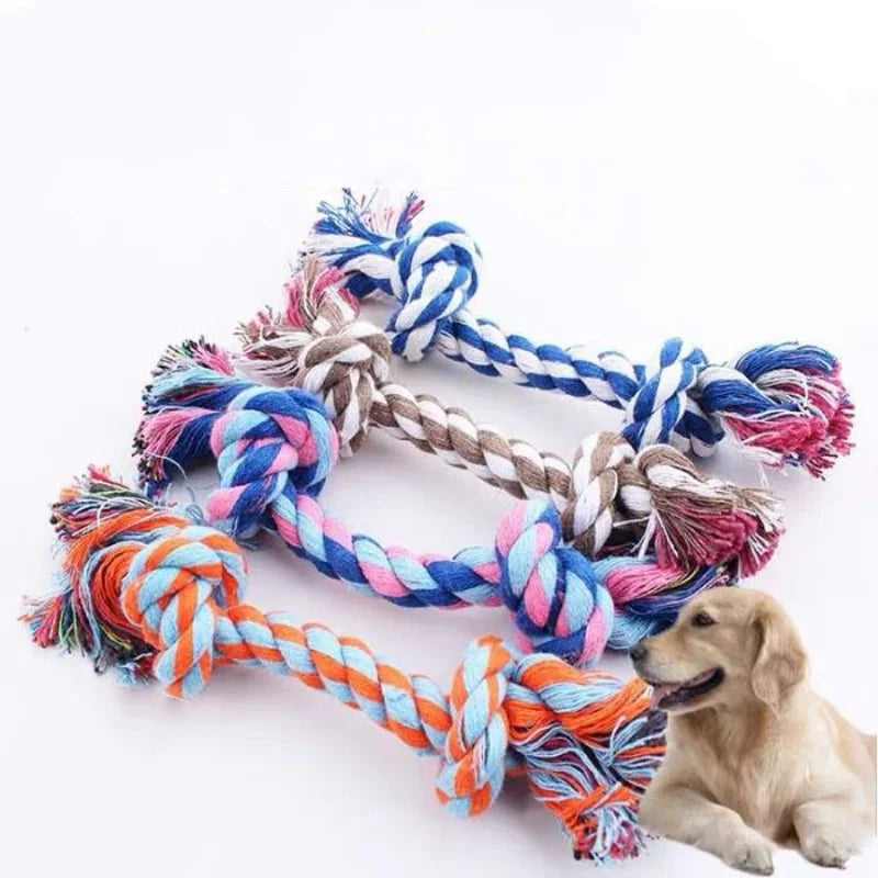 Random Color Cotton Rope Pet Toy Double Knot - MyPetDollar.com