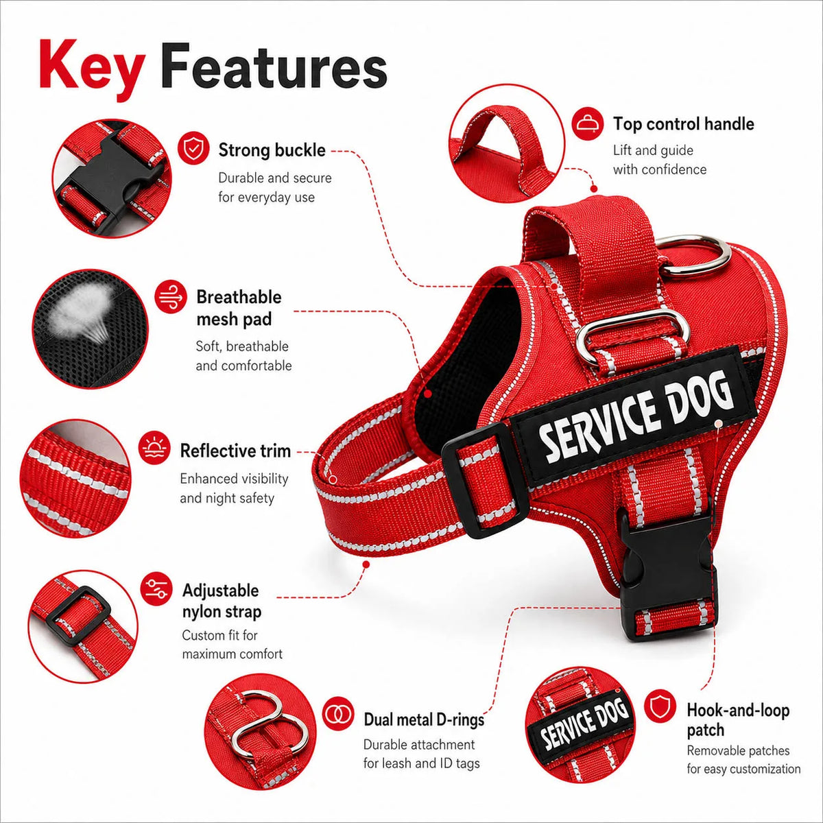 Nylon Dog Harness Personalized Reflective - MyPetDollar.com