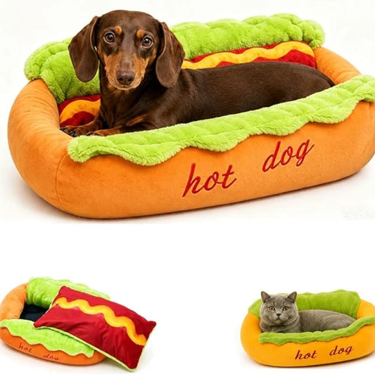 Hot Dog Pet Bed For Dachshund Cat Plush - MyPetDollar.com