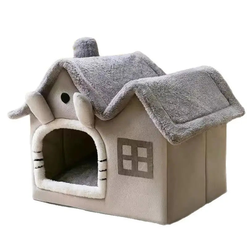 Warm Foldable Double Roof Dog House Small Crate