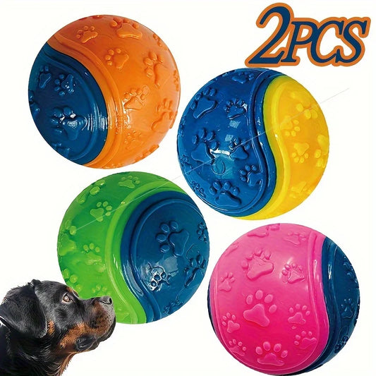 2-Pack Striped Squeaky Dog Balls,Durable TPR - MyPetDollar.com