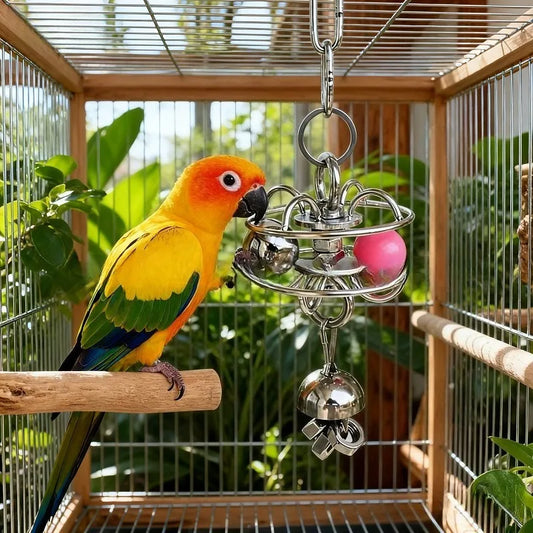 1 Pcs Parrot Metal Toy Hollow Rolling Bell - MyPetDollar.com