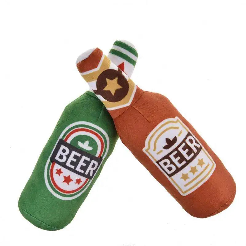 Plush Dog Toys Beer Bottle Shaped for Small - MyPetDollar.com