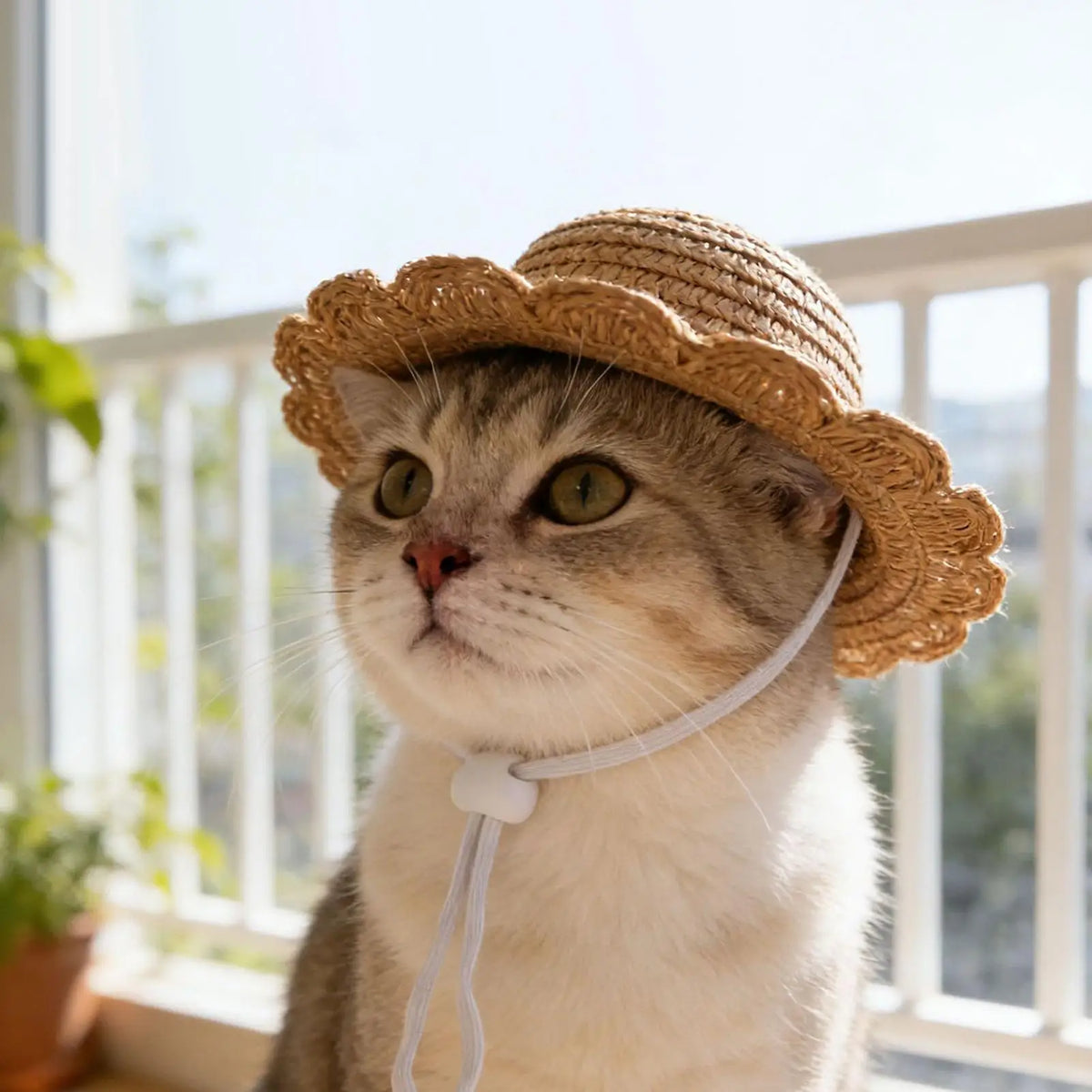Dog Straw Hat Cute Adjustable Pet Woven Hat - MyPetDollar.com
