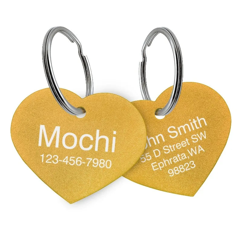 Personalized Custom Aluminum Heart Shape Dog ID Tag